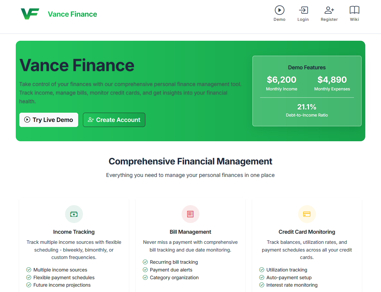 Vance Finance screenshot