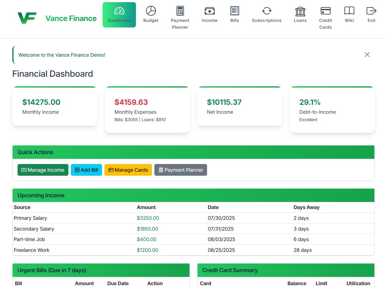 Vance Finance screenshot