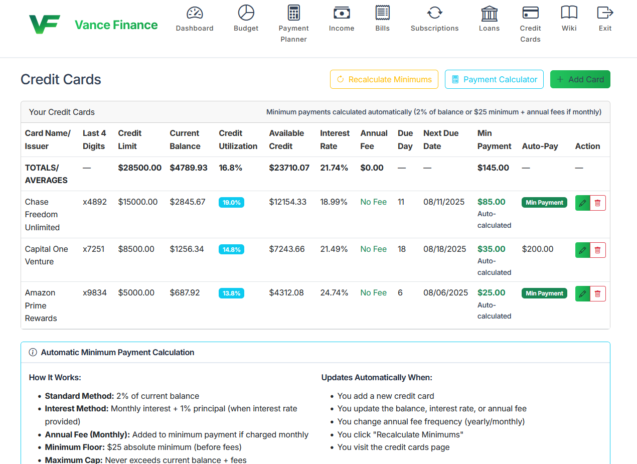 Vance Finance screenshot